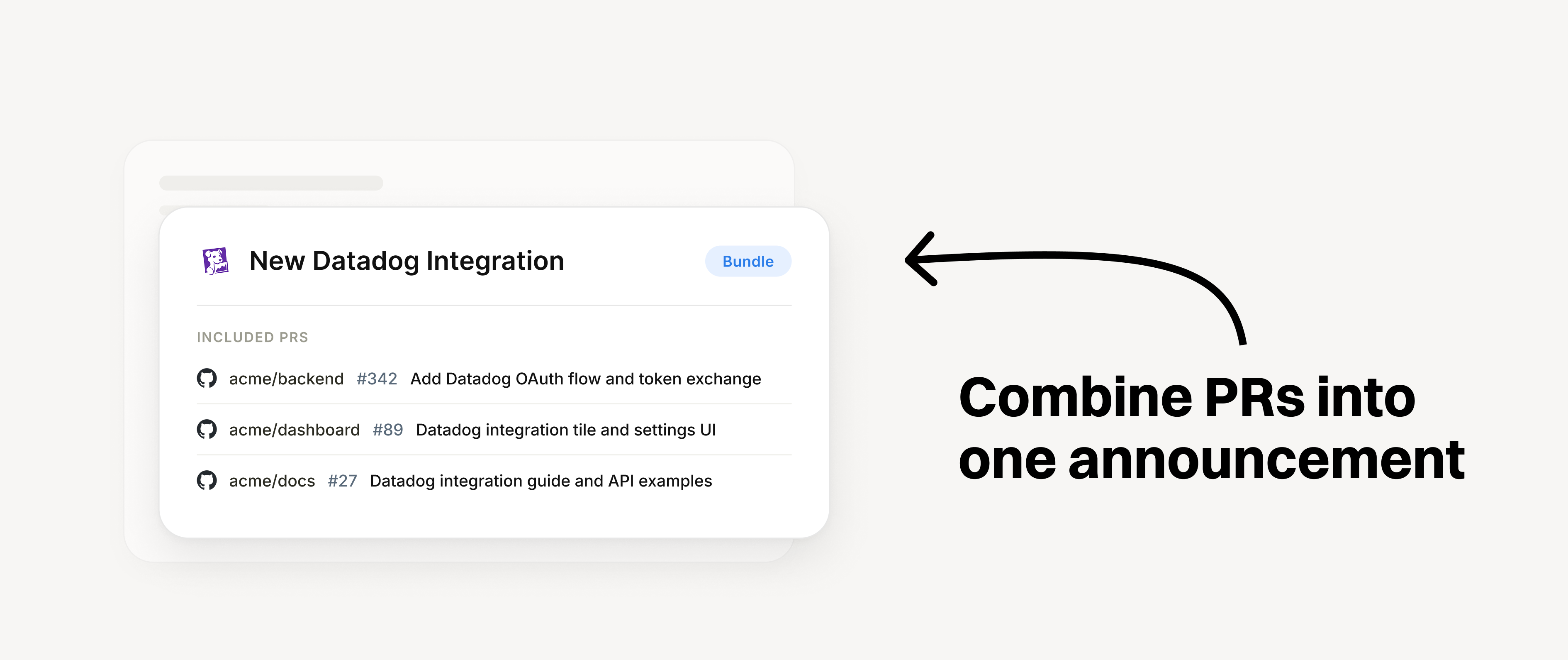 Combine PRs across repos into one cohesive update
