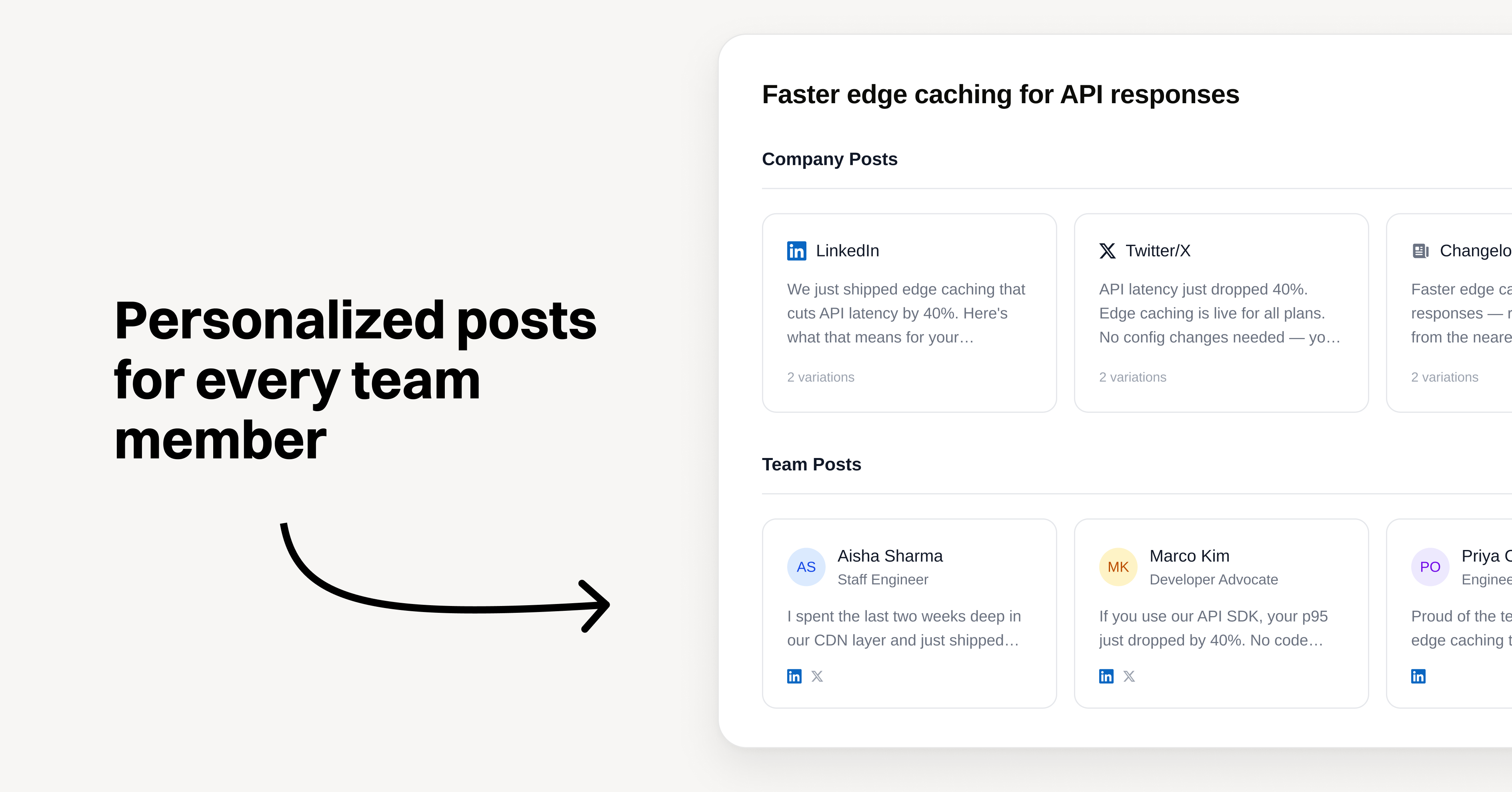 Personal Voice profiles for team member posts