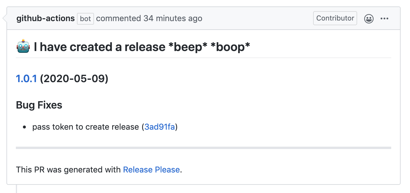 A release PR created by release-please, showing a versioned changelog entry with categorized bug fixes and commit links