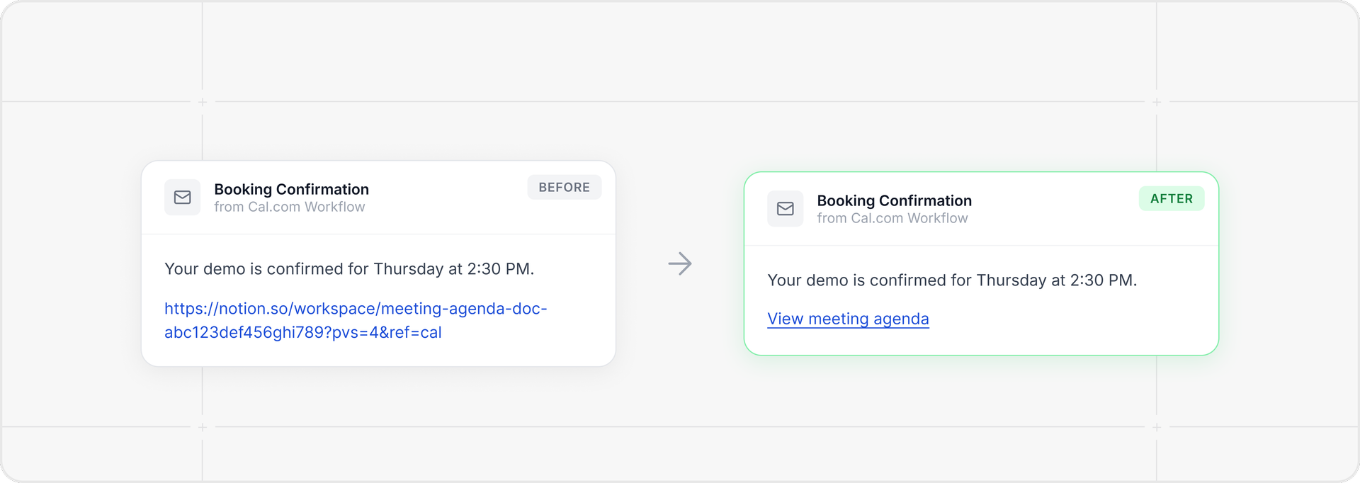 Cleaner links in workflow emails for Organizations