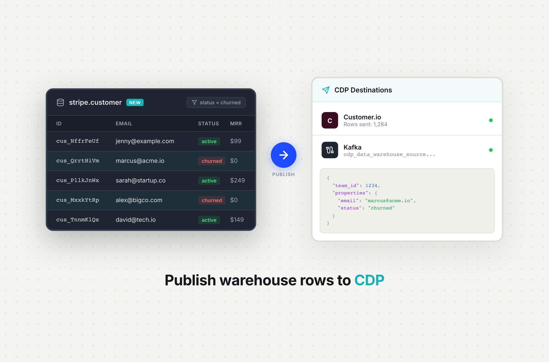 Publish warehouse rows to your CDP